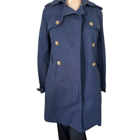 Tommy Hilfiger Womens Double-Breasted Navy Trench Coat XS - Picture 2 of 6